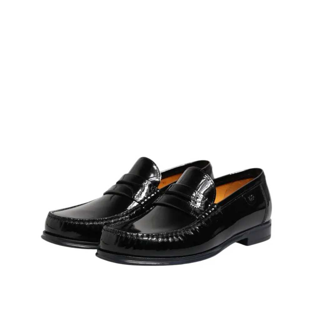 Dolce & Gabbana Schwarz Leder Slip On Loafers Kleid Schuhe - EU41.5/US8.5