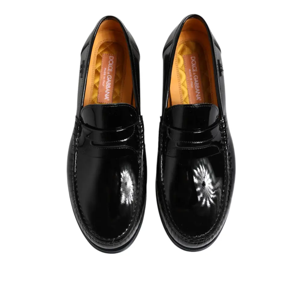 Dolce & Gabbana Schwarz Leder Slip On Loafers Kleid Schuhe - EU41.5/US8.5