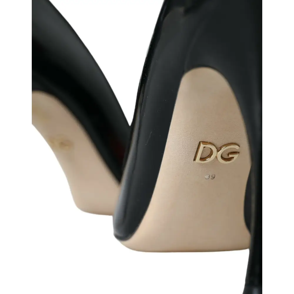 Dolce & Gabbana Schwarz Leder WOW Patch Heels Pumps Schuhe