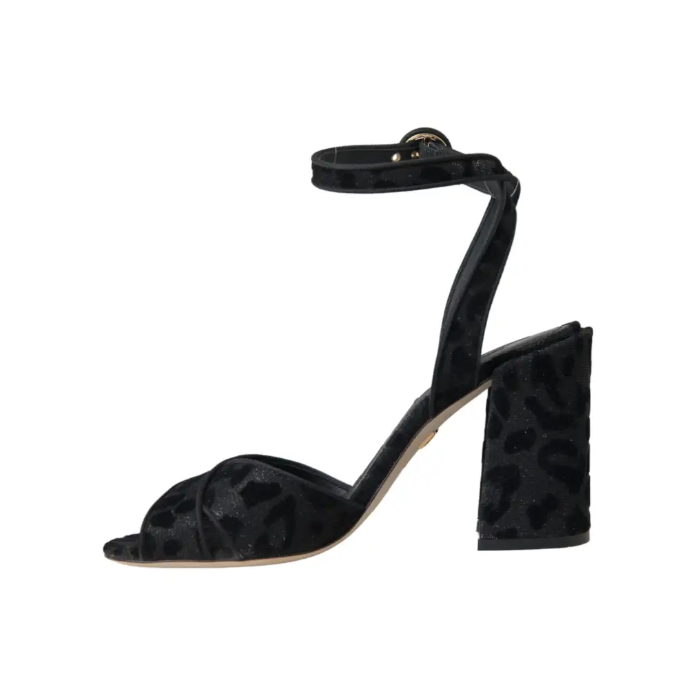 Dolce & Gabbana Schwarz Leopard Wildleder Heels Sandalen Schuhe