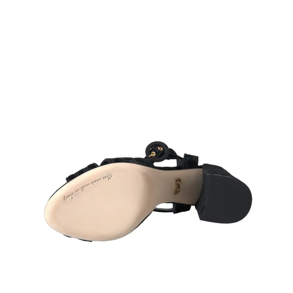 Dolce & Gabbana Schwarz Leopard Wildleder Heels Sandalen Schuhe