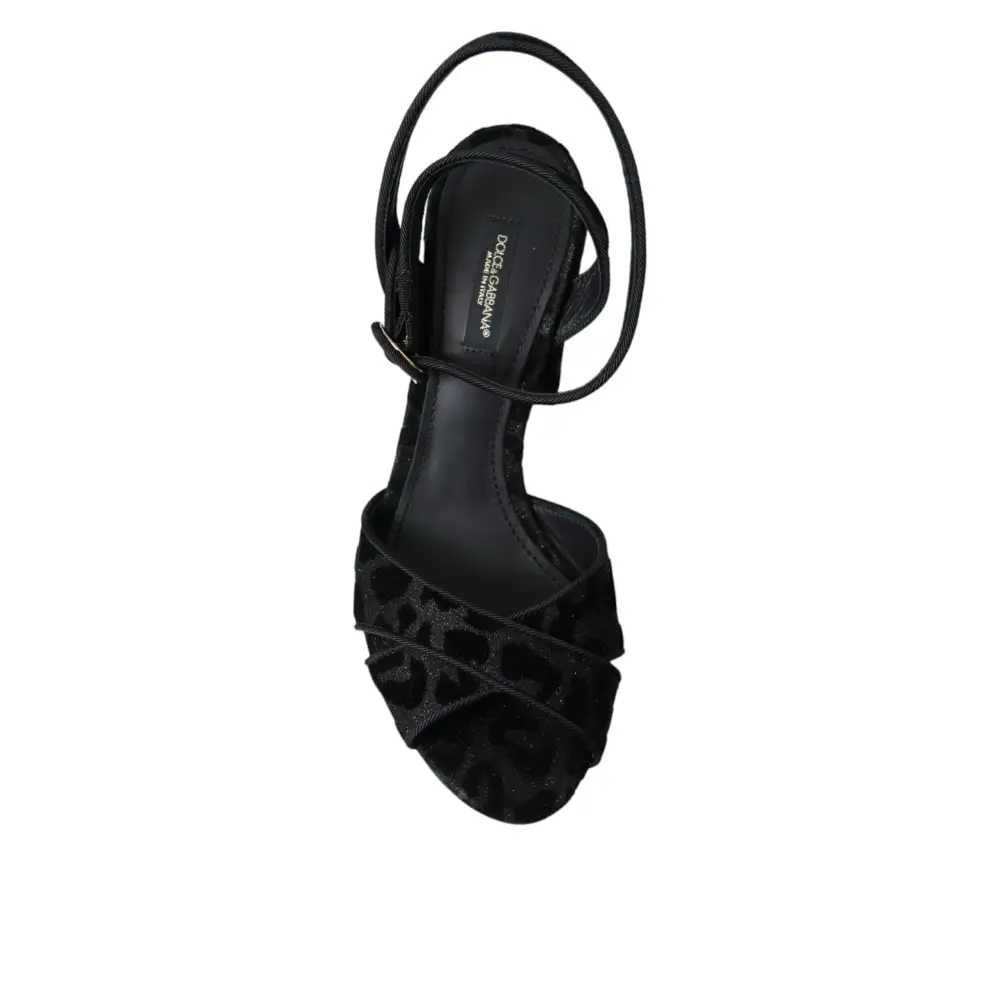 Dolce & Gabbana Schwarz Leopard Wildleder Heels Sandalen Schuhe