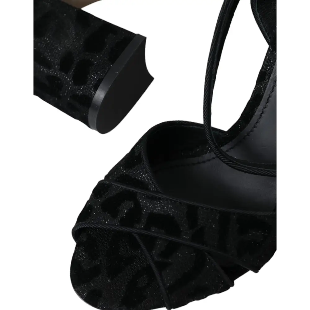 Dolce & Gabbana Schwarz Leopard Wildleder Heels Sandalen Schuhe