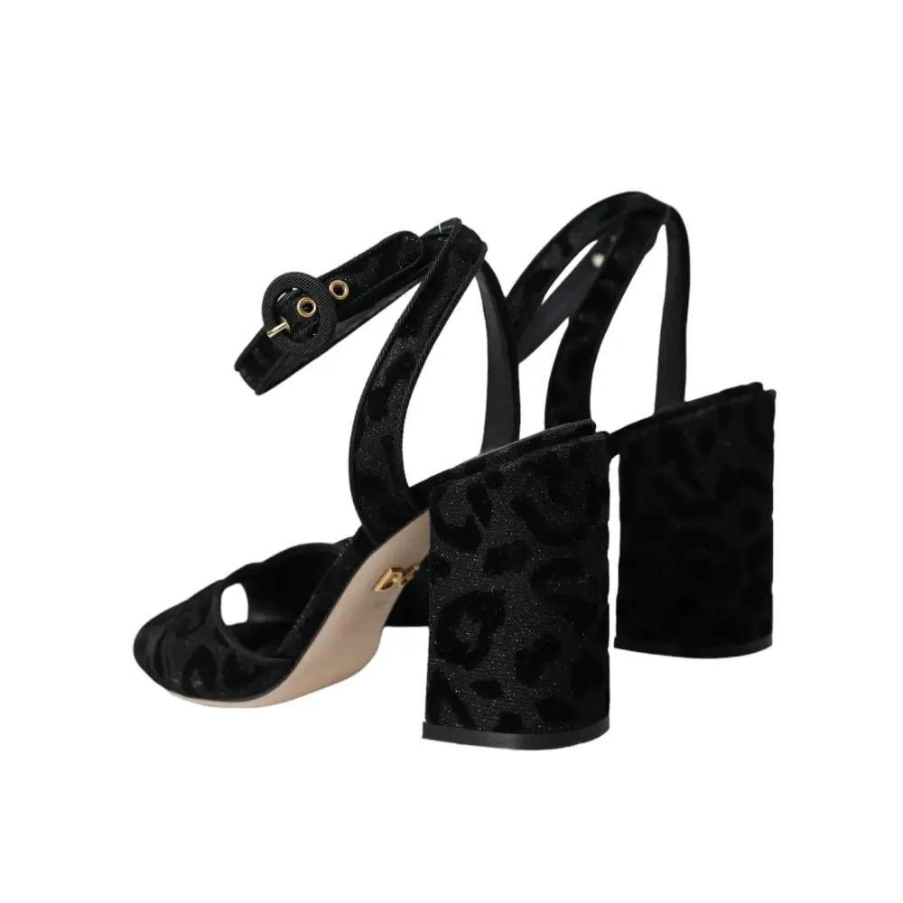 Dolce & Gabbana Schwarz Leopard Wildleder Heels Sandalen Schuhe