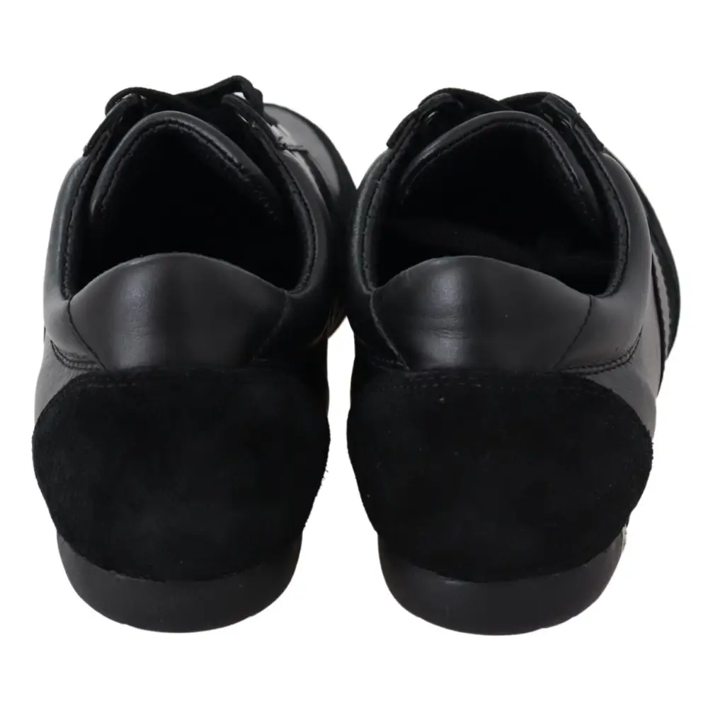 Dolce & Gabbana Schwarz Logo Leder Casual Turnschuhe Schuhe - EU39/US6