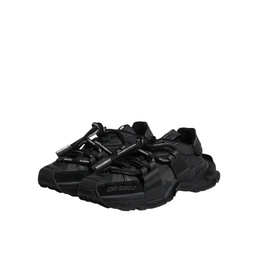 Dolce & Gabbana Schwarz Low Top Space Lace Up Sneakers Schuhe - EU39/US6