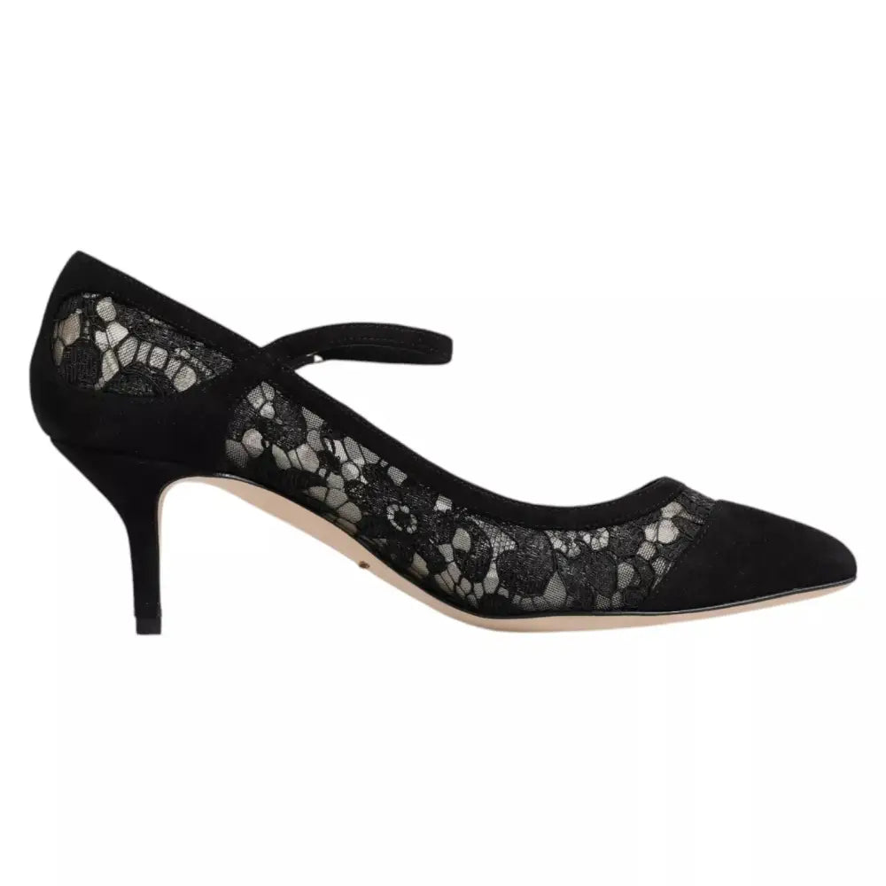 Dolce & Gabbana Schwarz Mary Jane Taormina Spitze Pumps Schuhe - EU37.5/US7