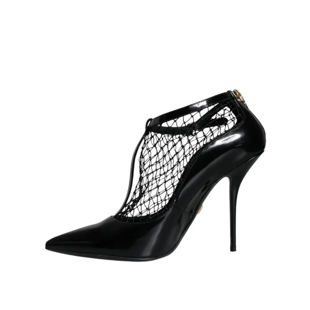 Dolce & Gabbana Schwarz Mesh Lackleder Heels Pumps Schuhe - EU39/US8.5