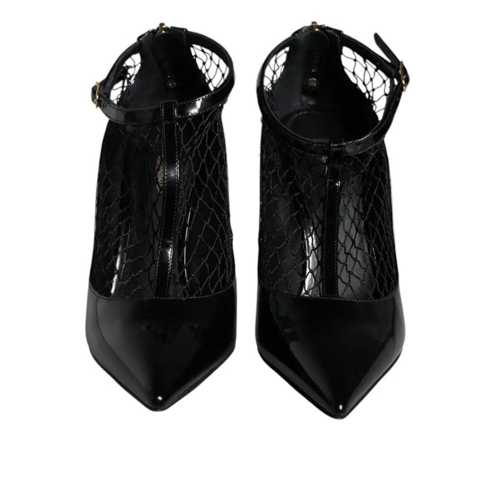 Dolce & Gabbana Schwarz Mesh Lackleder Heels Pumps Schuhe - EU39/US8.5