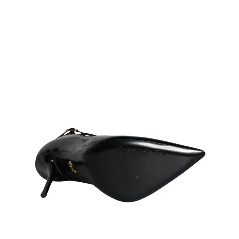 Dolce & Gabbana Schwarz Mesh Lackleder Heels Pumps Schuhe - EU39/US8.5