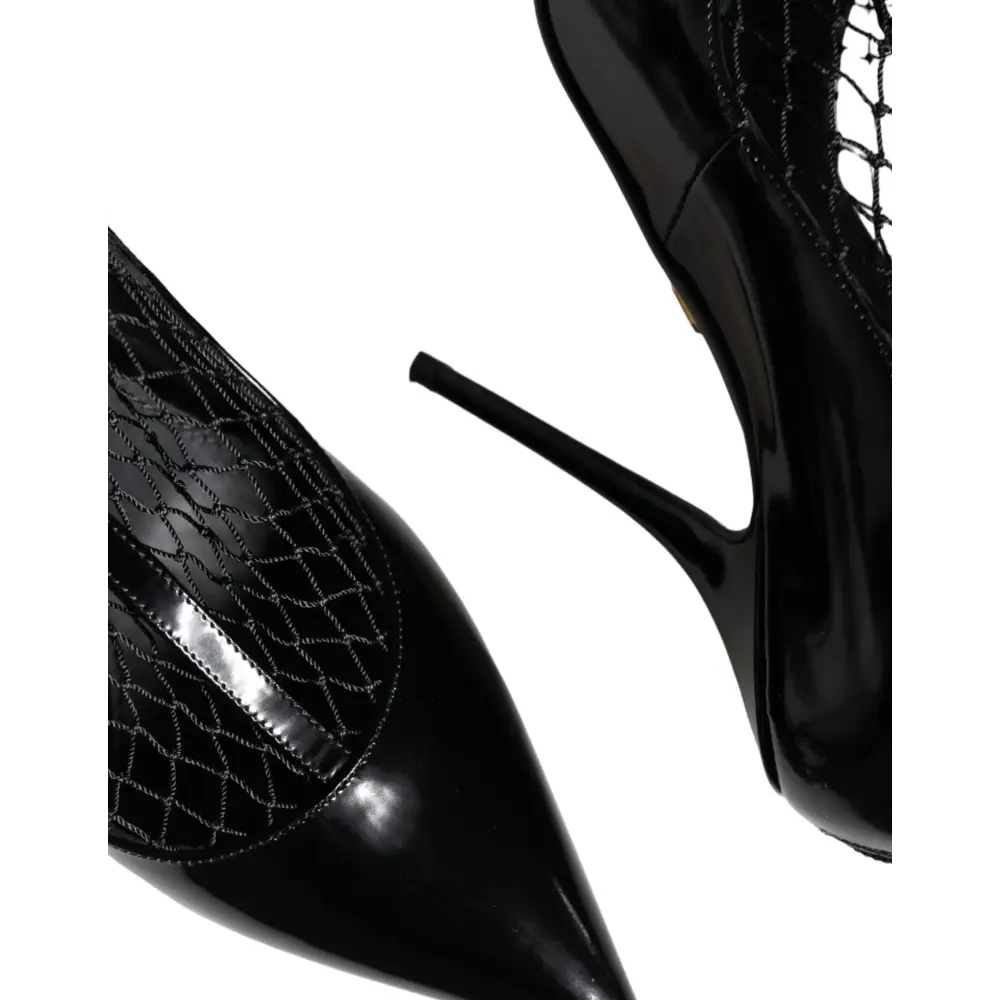 Dolce & Gabbana Schwarz Mesh Lackleder Heels Pumps Schuhe - EU39/US8.5