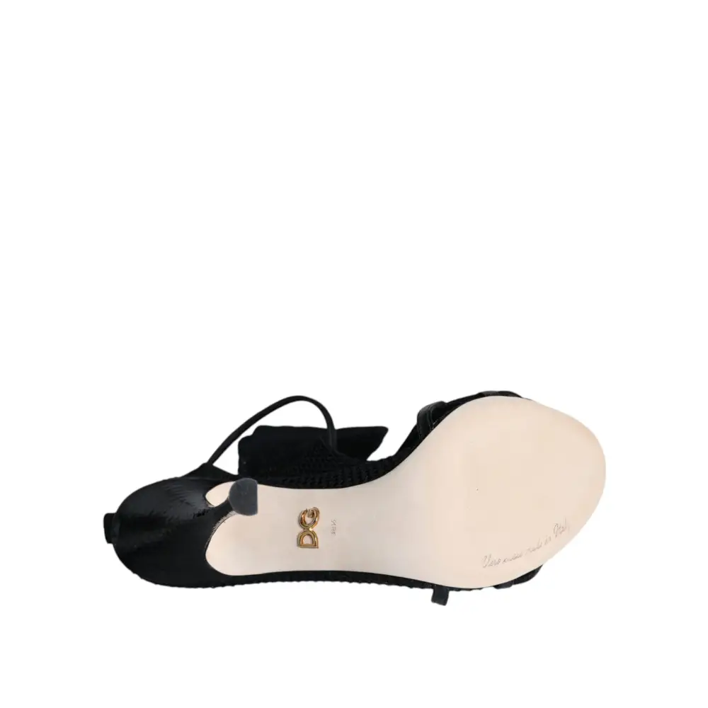 Dolce & Gabbana Schwarz Mesh Stiletto Heels Sandalen Schuhe