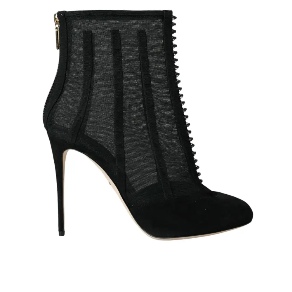 Dolce & Gabbana Schwarz Mesh Stiletto Heels Stiefelette Schuhe - EU40/US9.5