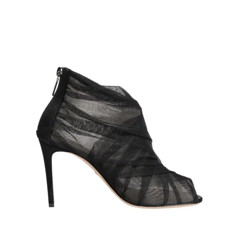 Dolce & Gabbana Schwarz Mesh Stiletto Heels Stiefelette Schuhe - EU38/US7.5