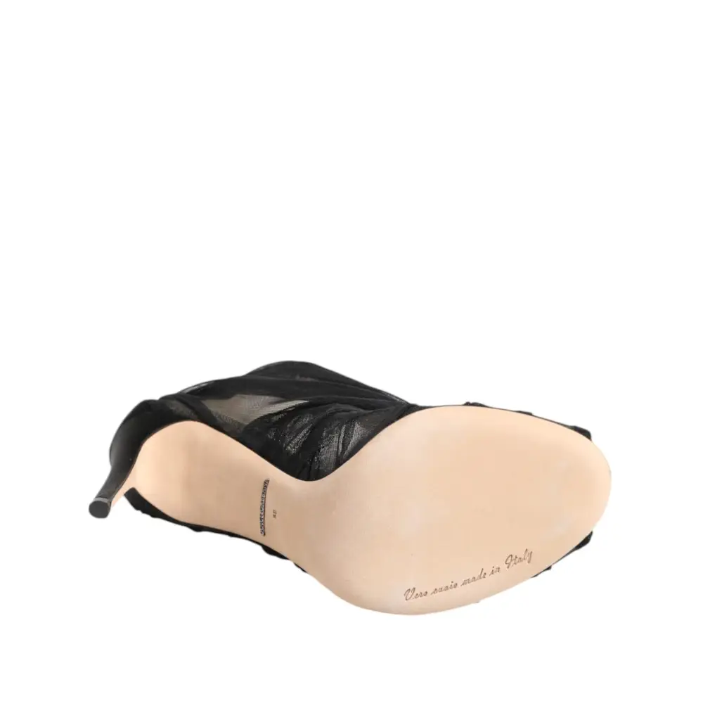 Dolce & Gabbana Schwarz Mesh Stiletto Heels Stiefelette Schuhe - EU38/US7.5