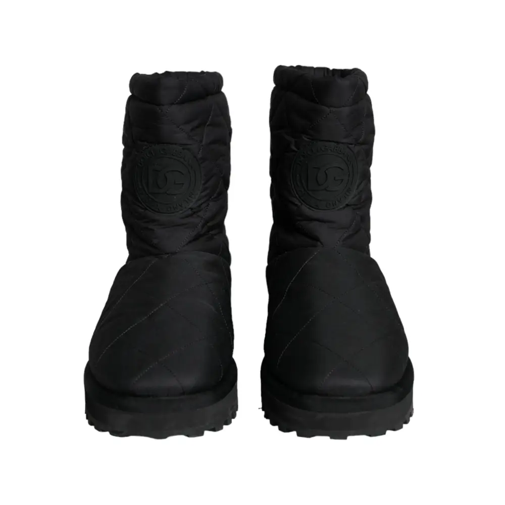 Dolce & Gabbana Schwarz Nylon gepolstert Mid Calf Männer Stiefel Schuhe - EU44/US11