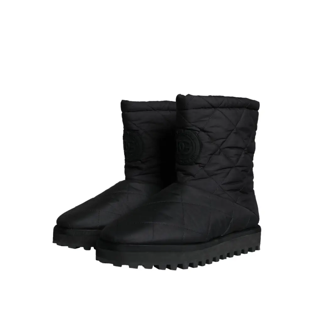 Dolce & Gabbana Schwarz Nylon gepolstert Mid Calf Männer Stiefel Schuhe - EU44/US11