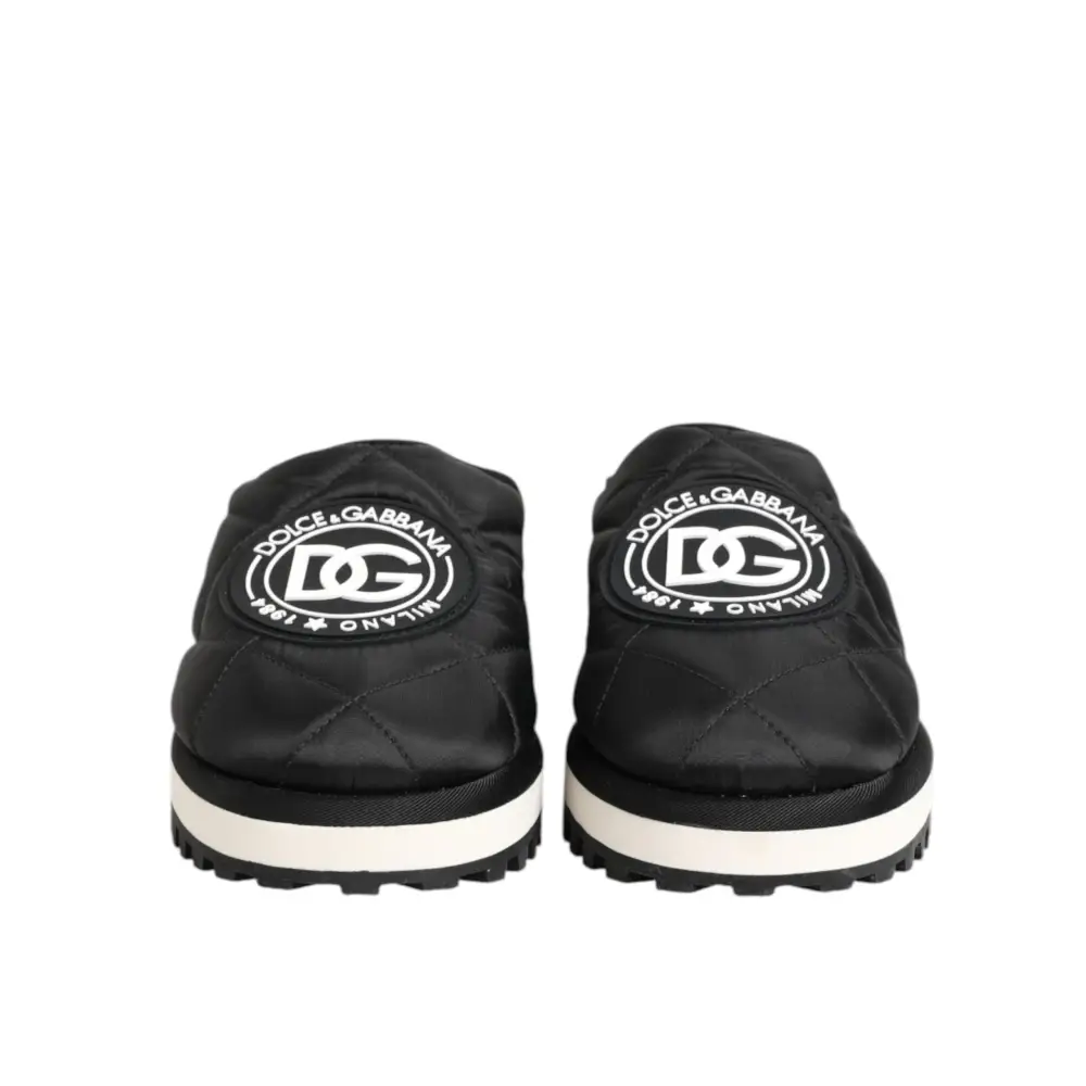 Dolce & Gabbana Schwarz Nylon Low Top Slip On Sneaker Schuhe - EU43/US10