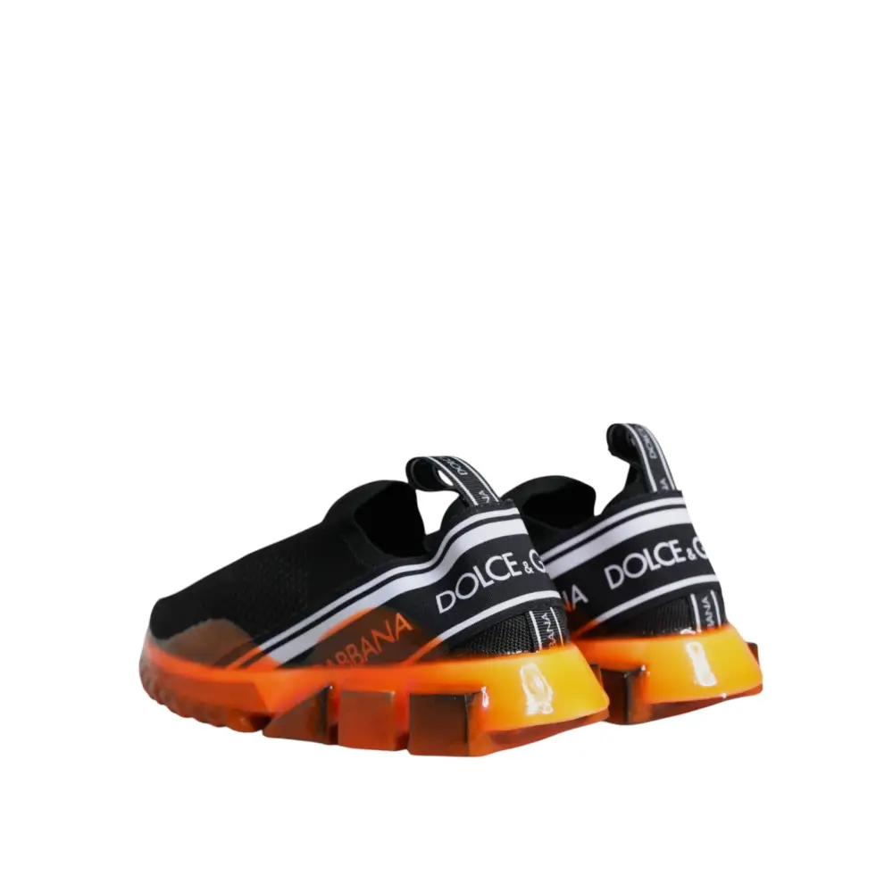 Dolce & Gabbana Schwarz Orange Sorrento Slip On Sneakers Schuhe