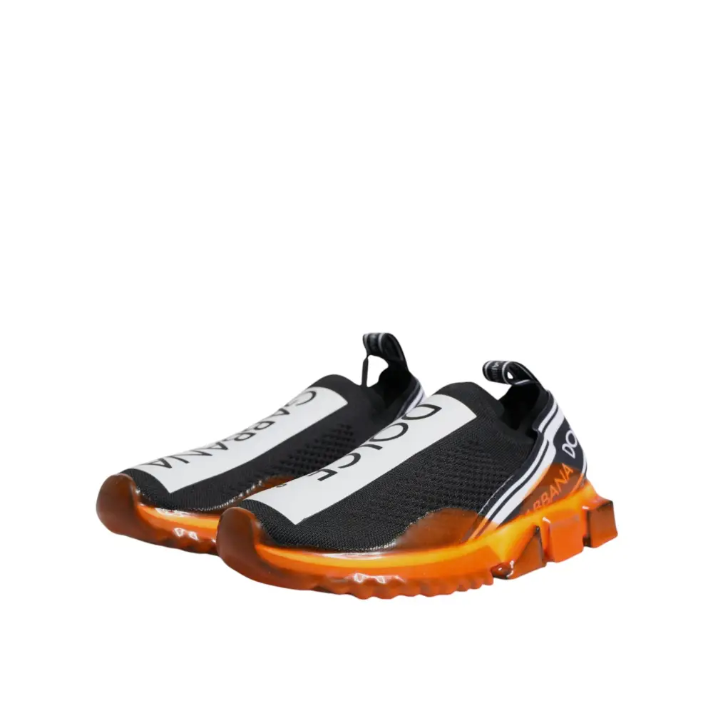 Dolce & Gabbana Schwarz Orange Sorrento Slip On Sneakers Schuhe