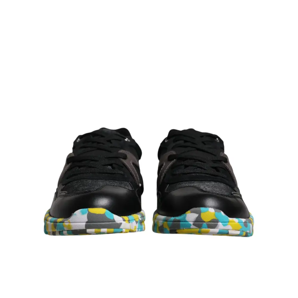 Dolce & Gabbana Schwarz Polyester Low Top Männer Turnschuhe Schuhe - EU41.5/US8.5