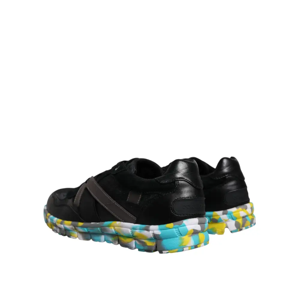 Dolce & Gabbana Schwarz Polyester Low Top Männer Turnschuhe Schuhe - EU41.5/US8.5