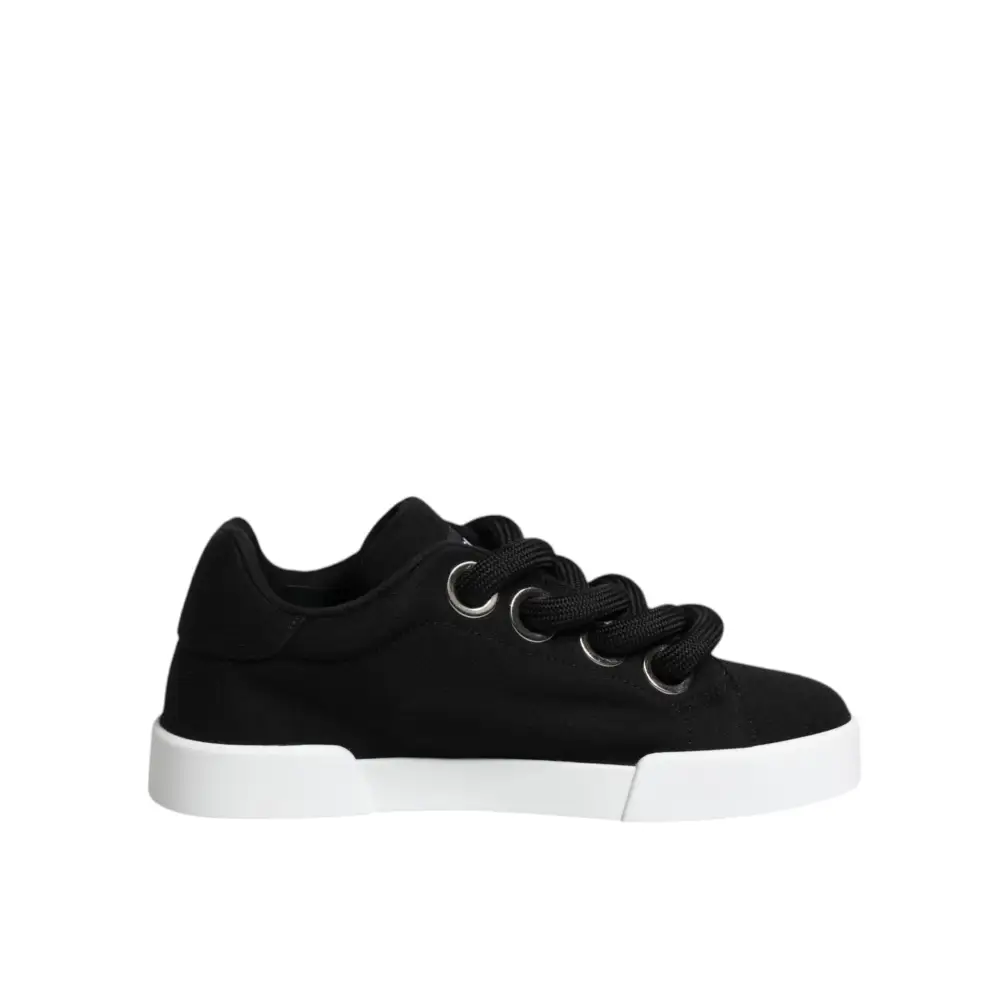 Dolce & Gabbana Schwarz Portofino Low Top Sneakers Schuhe - EU37/US7