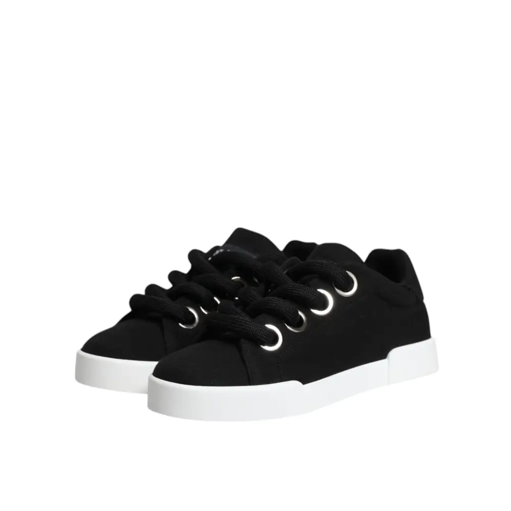 Dolce & Gabbana Schwarz Portofino Low Top Sneakers Schuhe - EU37/US7