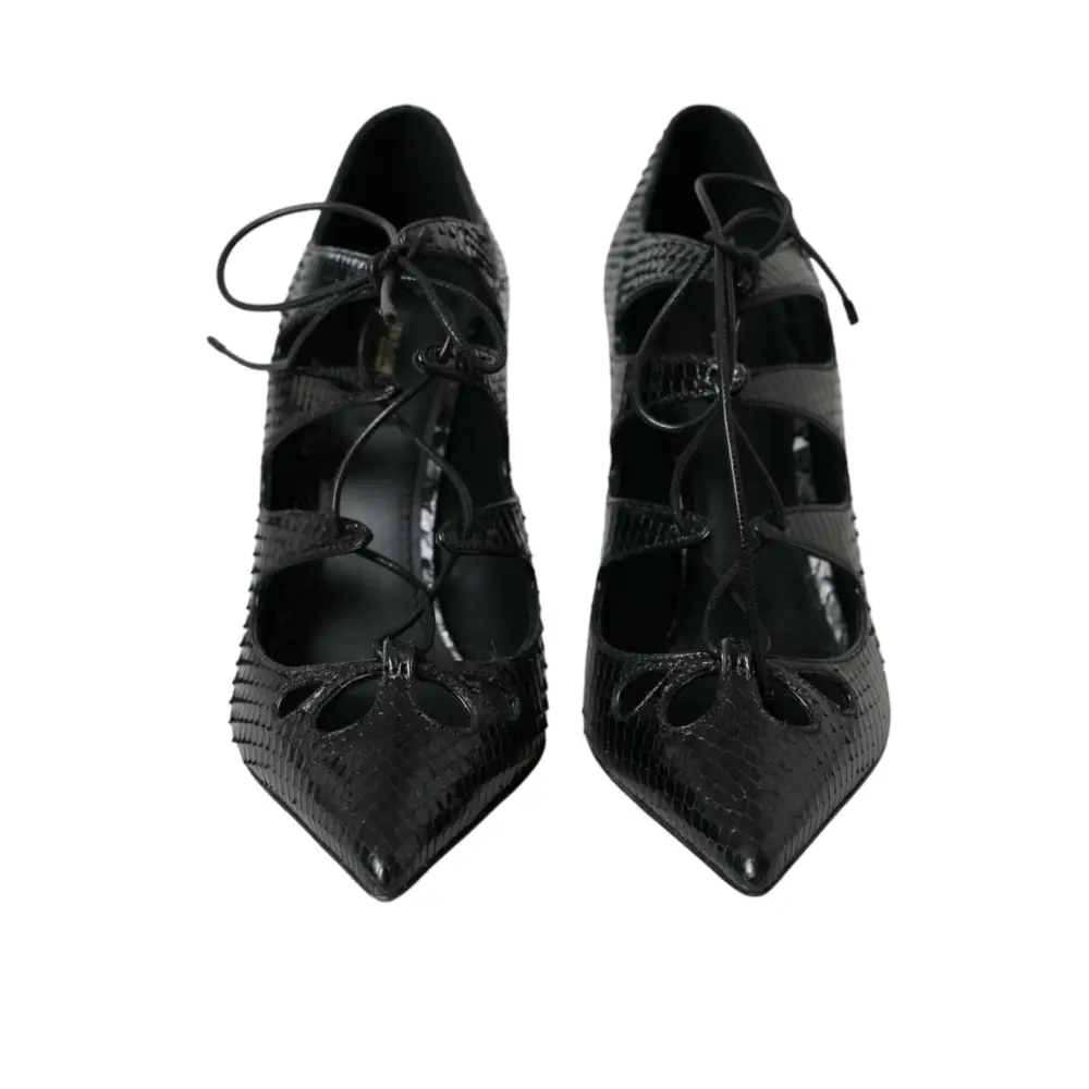 Dolce & Gabbana Schwarz Python Leder Mary Jane Pumps Schuhe - EU39/US8.5