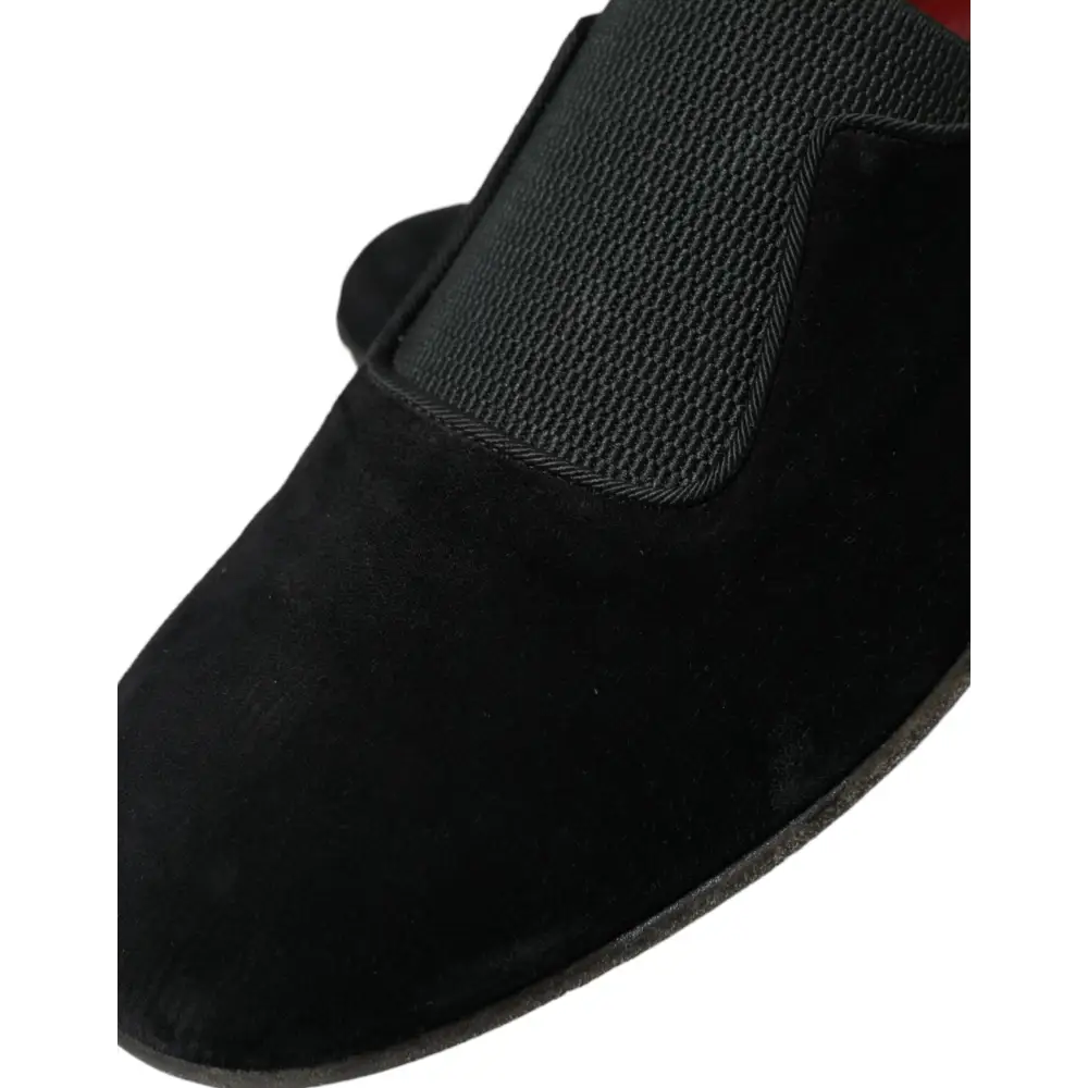 Dolce & Gabbana Schwarz RUNWAY Velour AMALFI Loafers Schuhe - EU41/US8