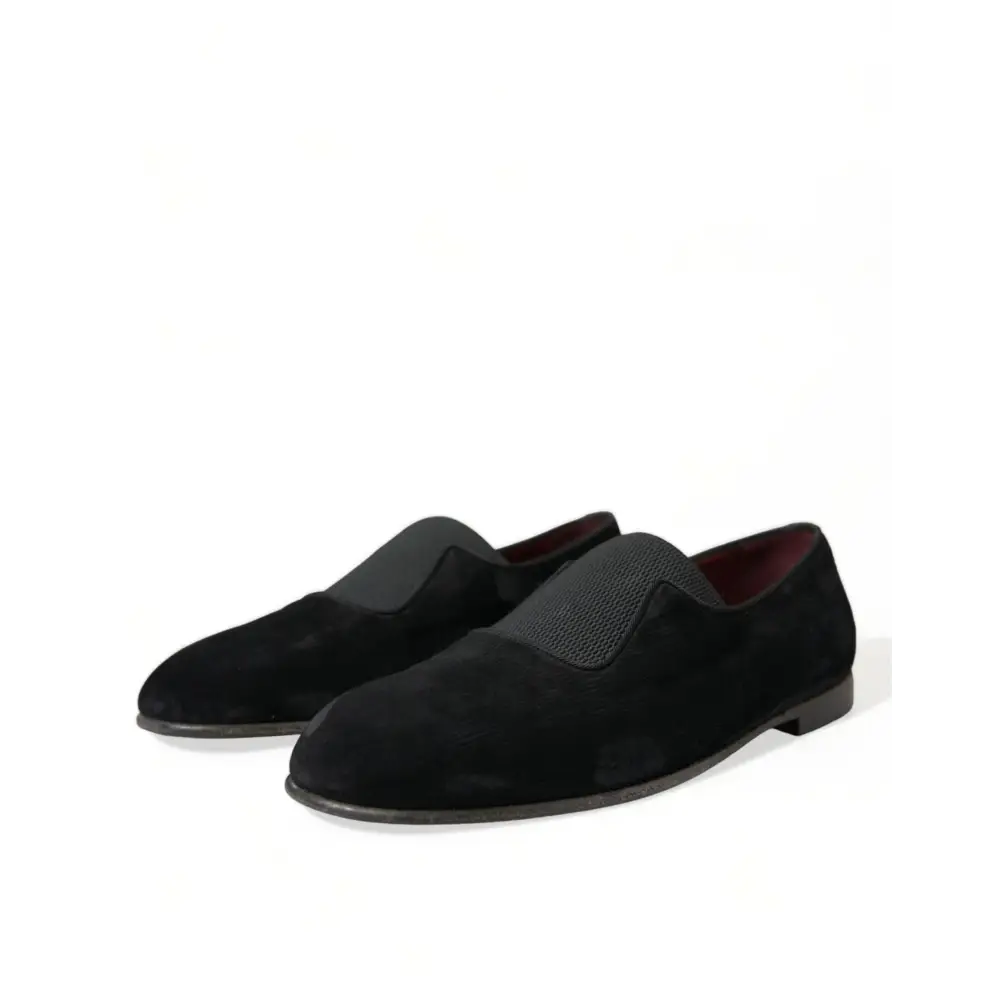 Dolce & Gabbana Schwarz RUNWAY Velour AMALFI Loafers Schuhe - EU41/US8