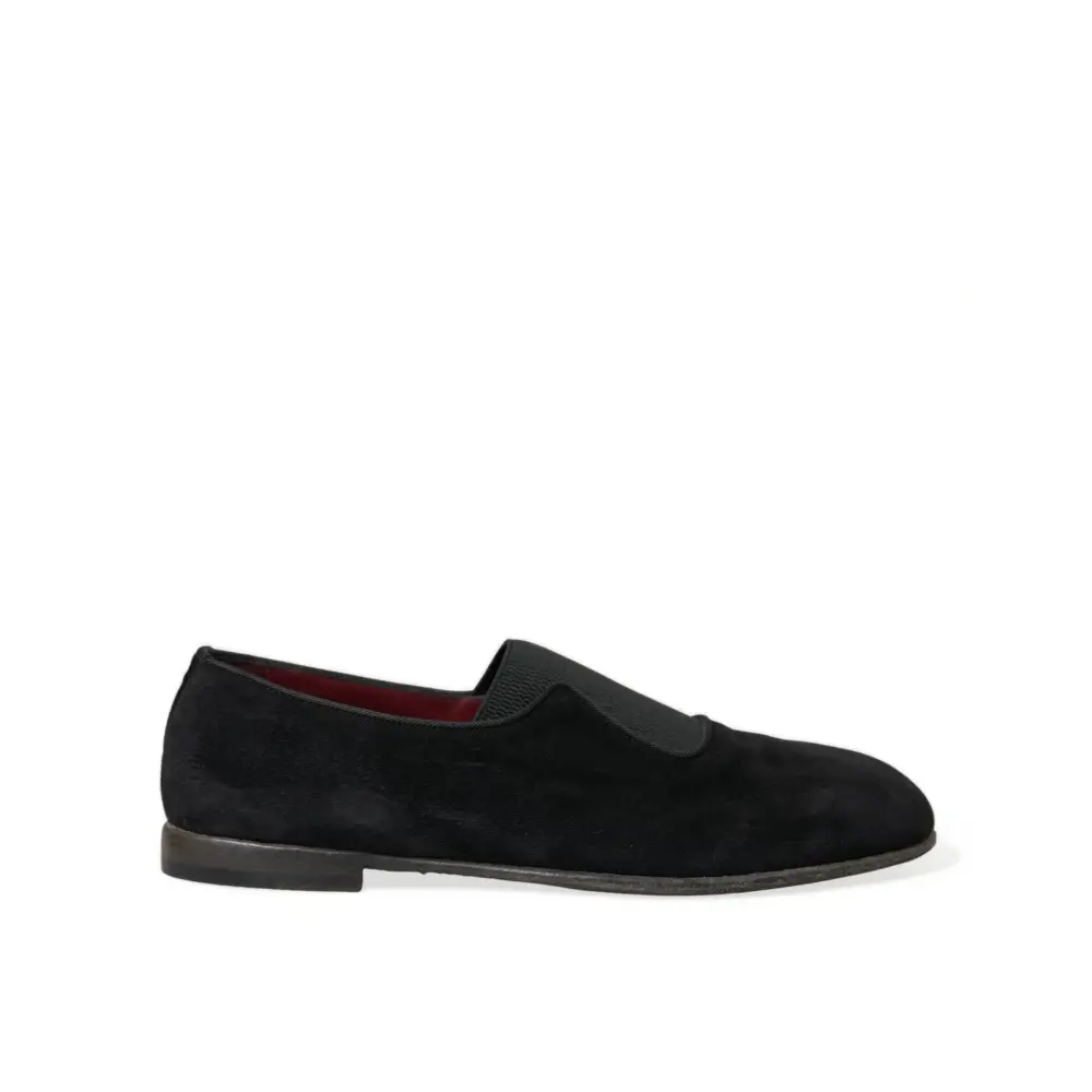 Dolce & Gabbana Schwarz RUNWAY Velour AMALFI Loafers Schuhe - EU41/US8