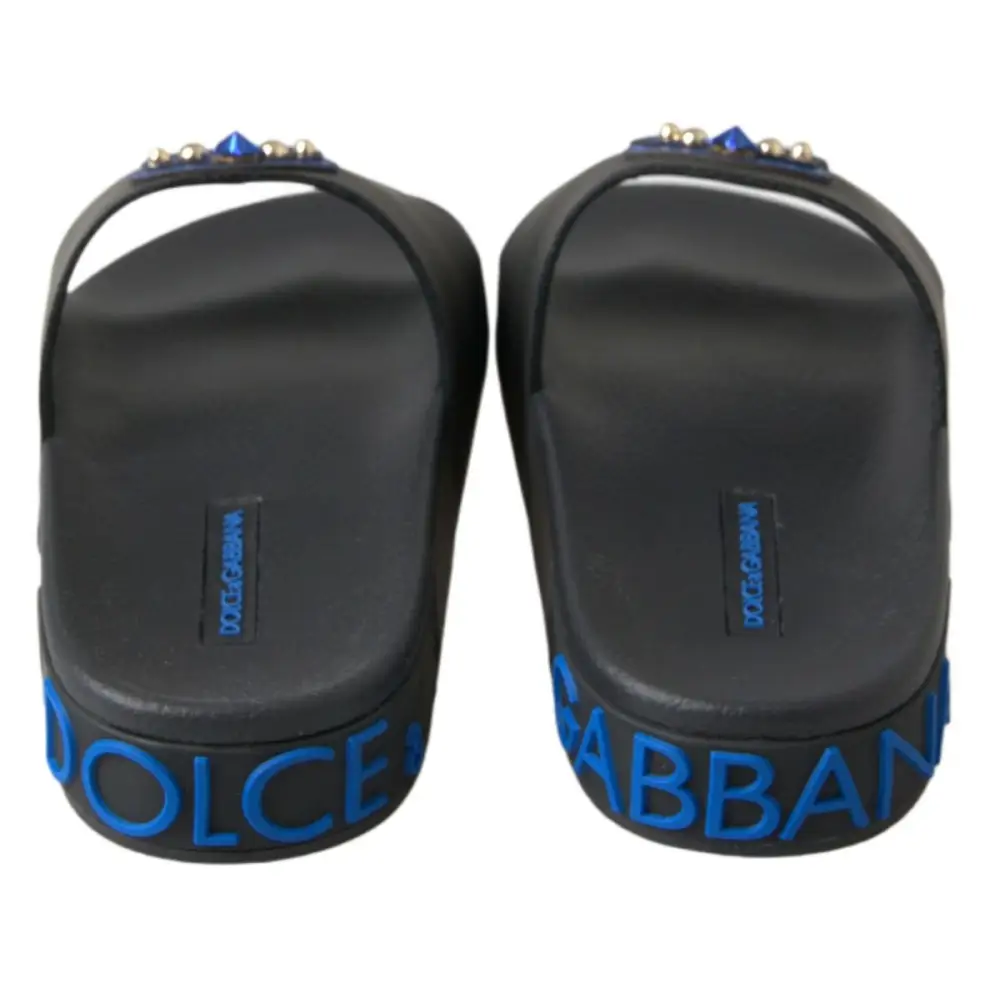 Dolce & Gabbana Schwarz Rutschen Sandalen Strand Saint Barth Schuhe