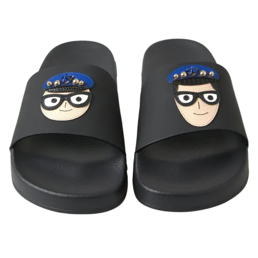 Dolce & Gabbana Schwarz Rutschen Sandalen Strand Saint Barth Schuhe