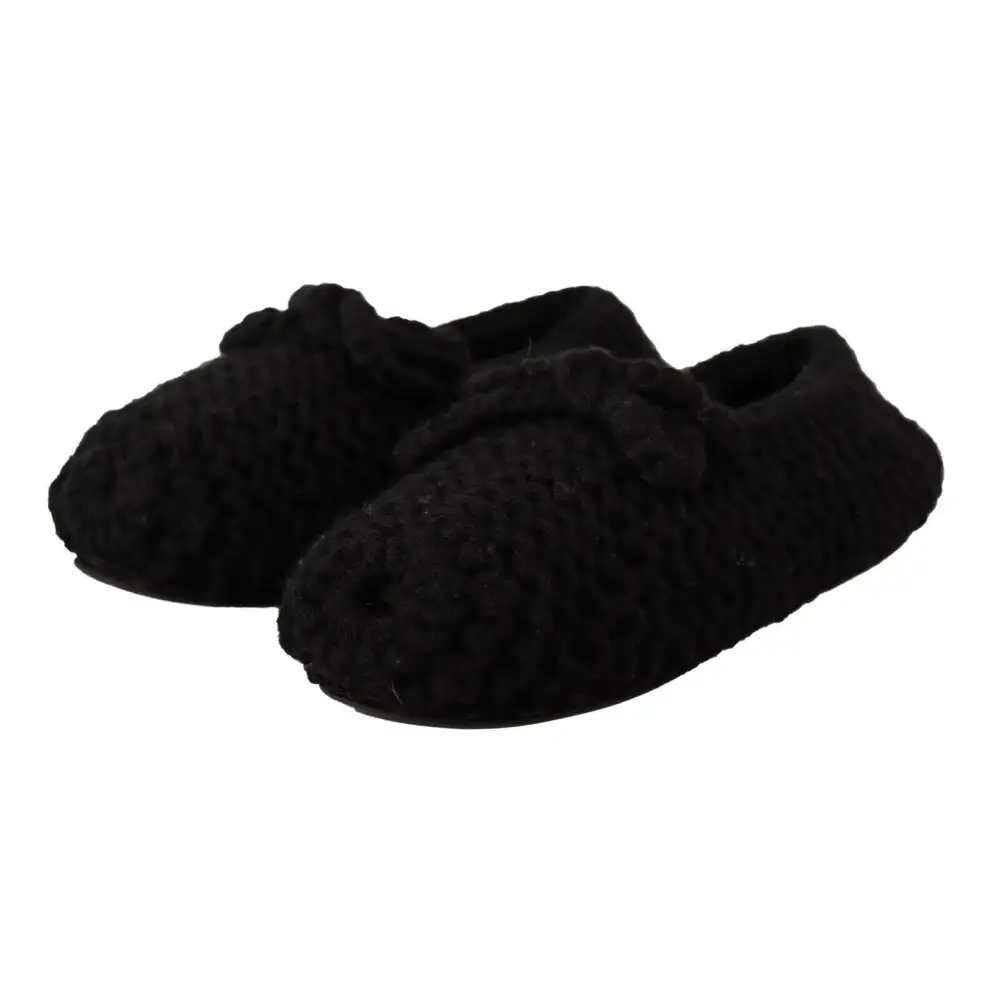 Dolce & Gabbana Schwarz Slip On Ballerina Flats Wolle stricken Schuhe - EU41/US10.5