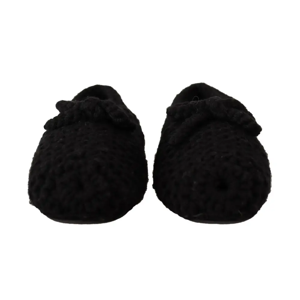 Dolce & Gabbana Schwarz Slip On Ballerina Flats Wolle stricken Schuhe - EU41/US10.5