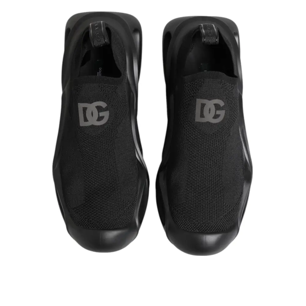Dolce & Gabbana Schwarz Slip On Wave Low Top Männer Sneaker Schuhe - EU43/US10