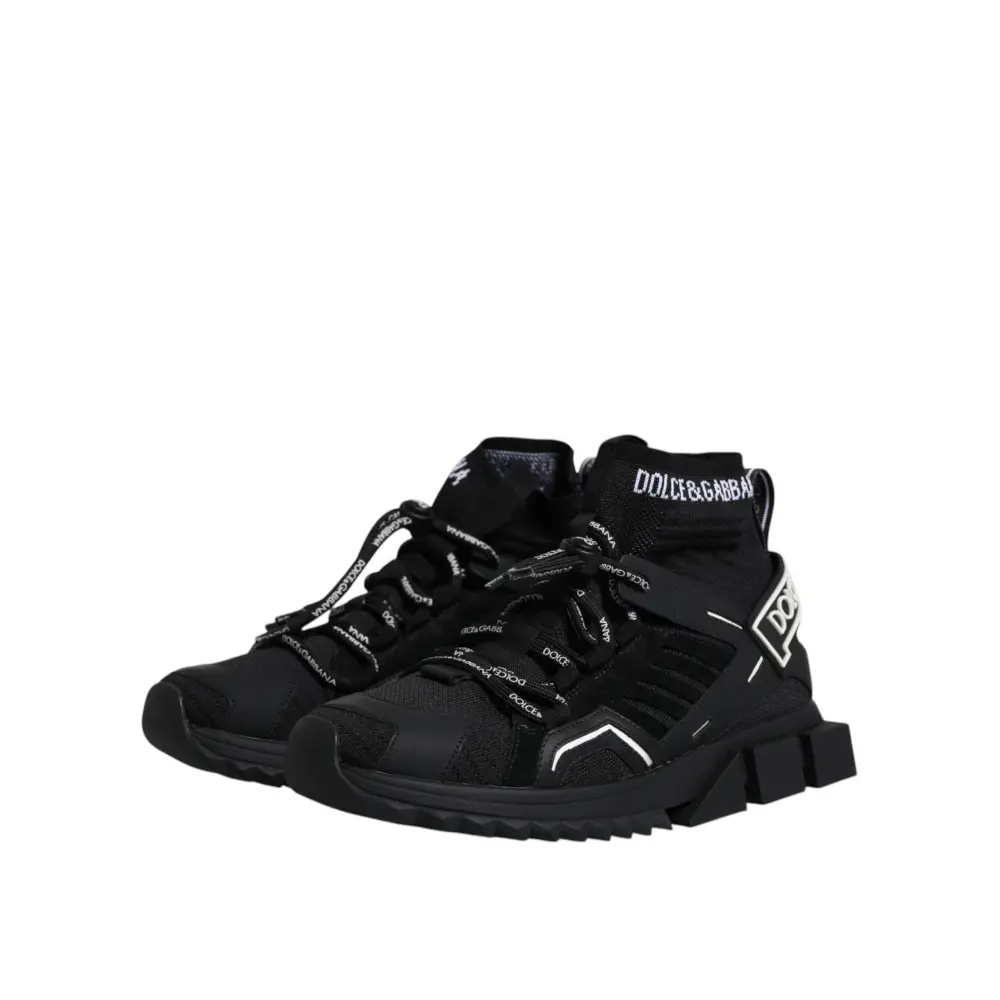 Dolce & Gabbana Schwarz Sorrento Logo Männer Turnschuhe Socken Schuhe - EU42/US9