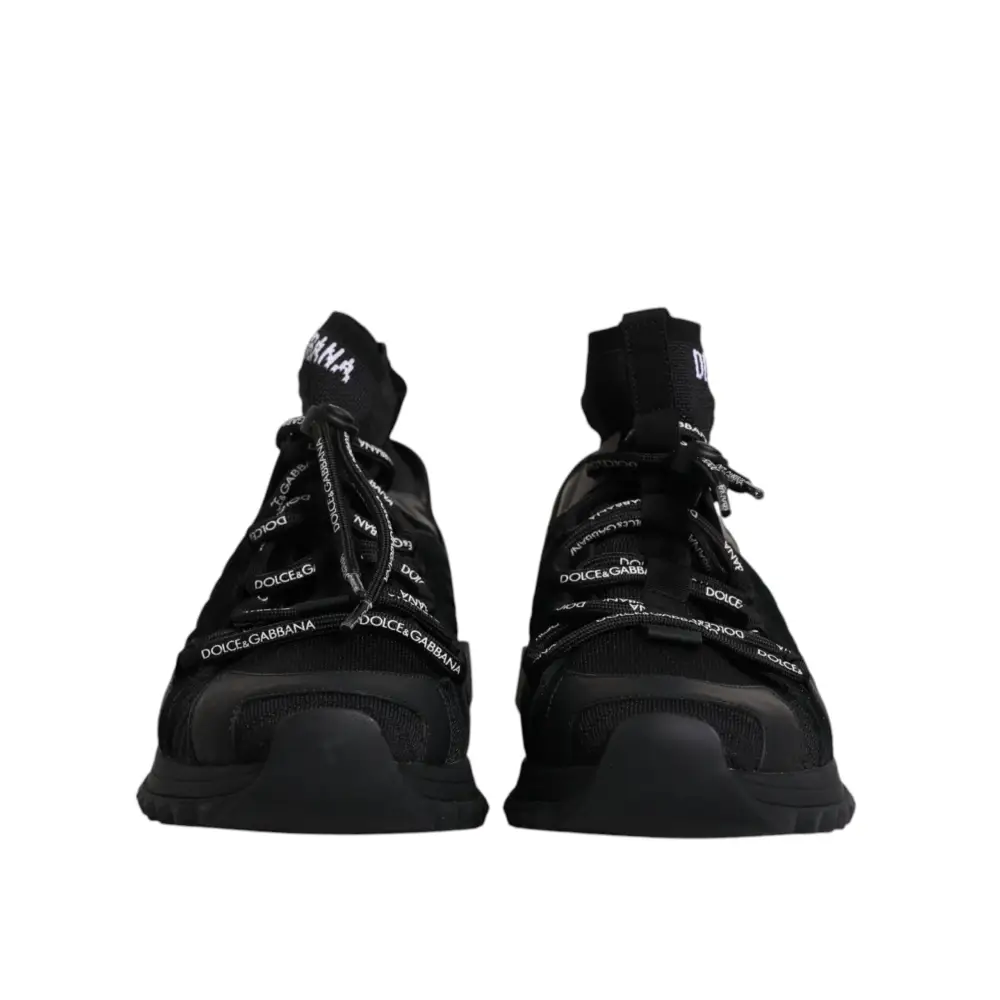 Dolce & Gabbana Schwarz Sorrento Logo Männer Turnschuhe Socken Schuhe - EU42/US9