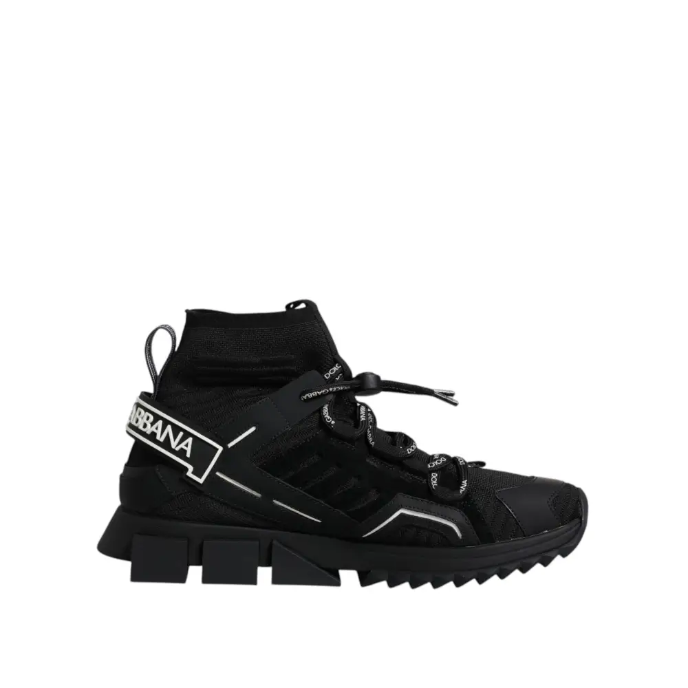 Dolce & Gabbana Schwarz Sorrento Logo Männer Turnschuhe Socken Schuhe - EU42/US9