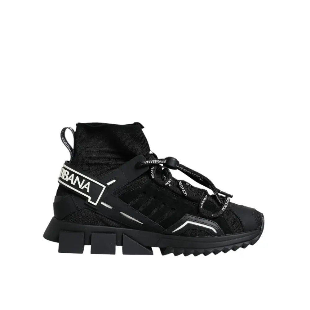 Dolce & Gabbana Schwarz Sorrento Socken Logo Turnschuhe Schuhe - EU36.5/US6