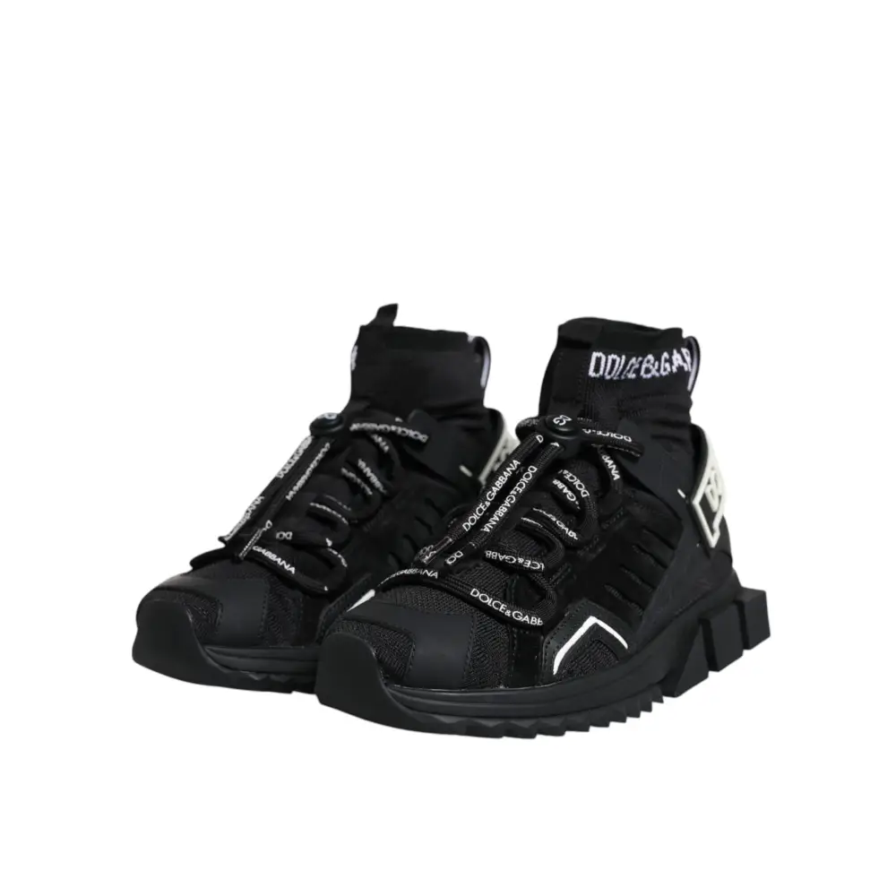 Dolce & Gabbana Schwarz Sorrento Socken Logo Turnschuhe Schuhe - EU36.5/US6