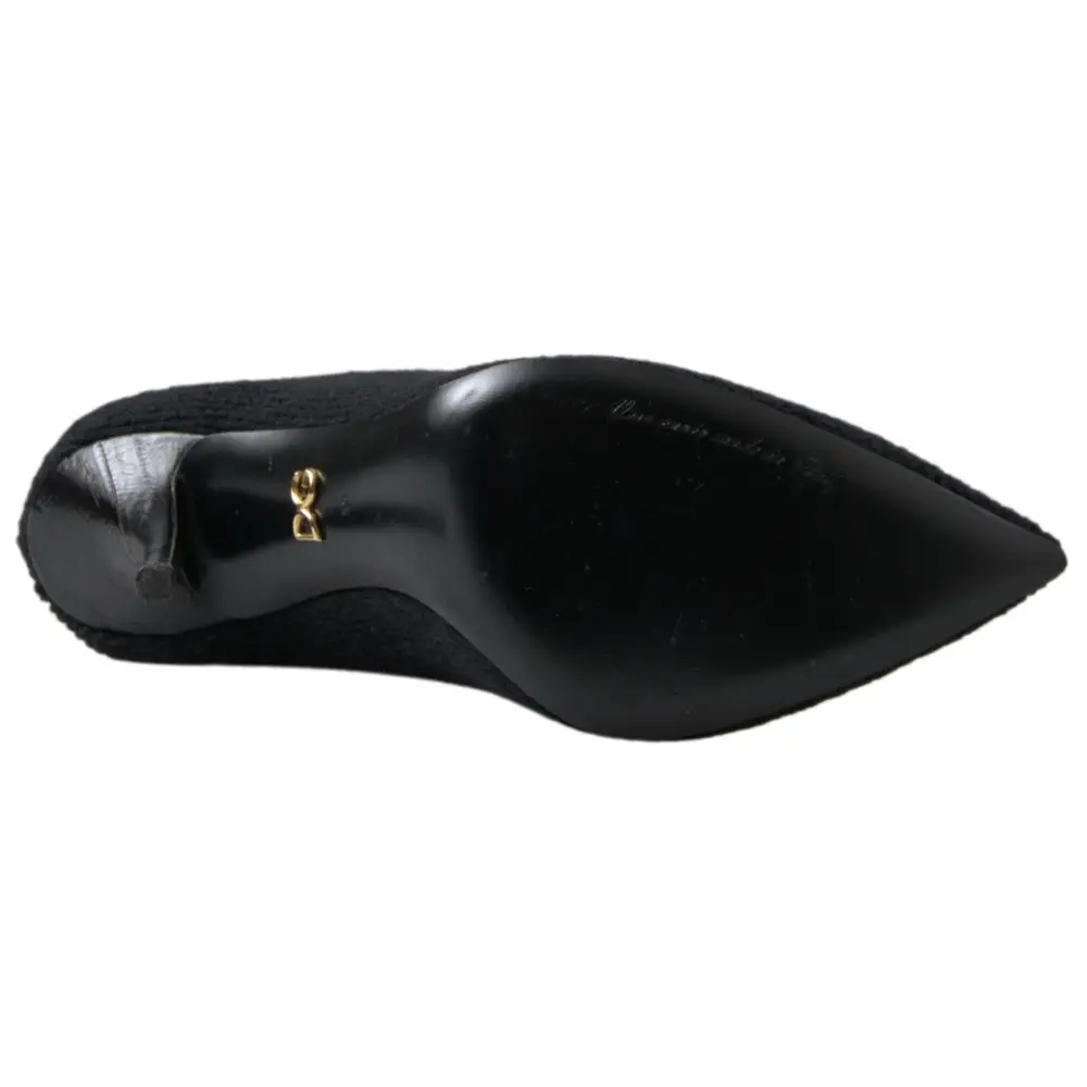 Dolce & Gabbana Schwarz Stiletto Heel Mid Calf Frauen Stiefel Schuhe - EU39/US8.5