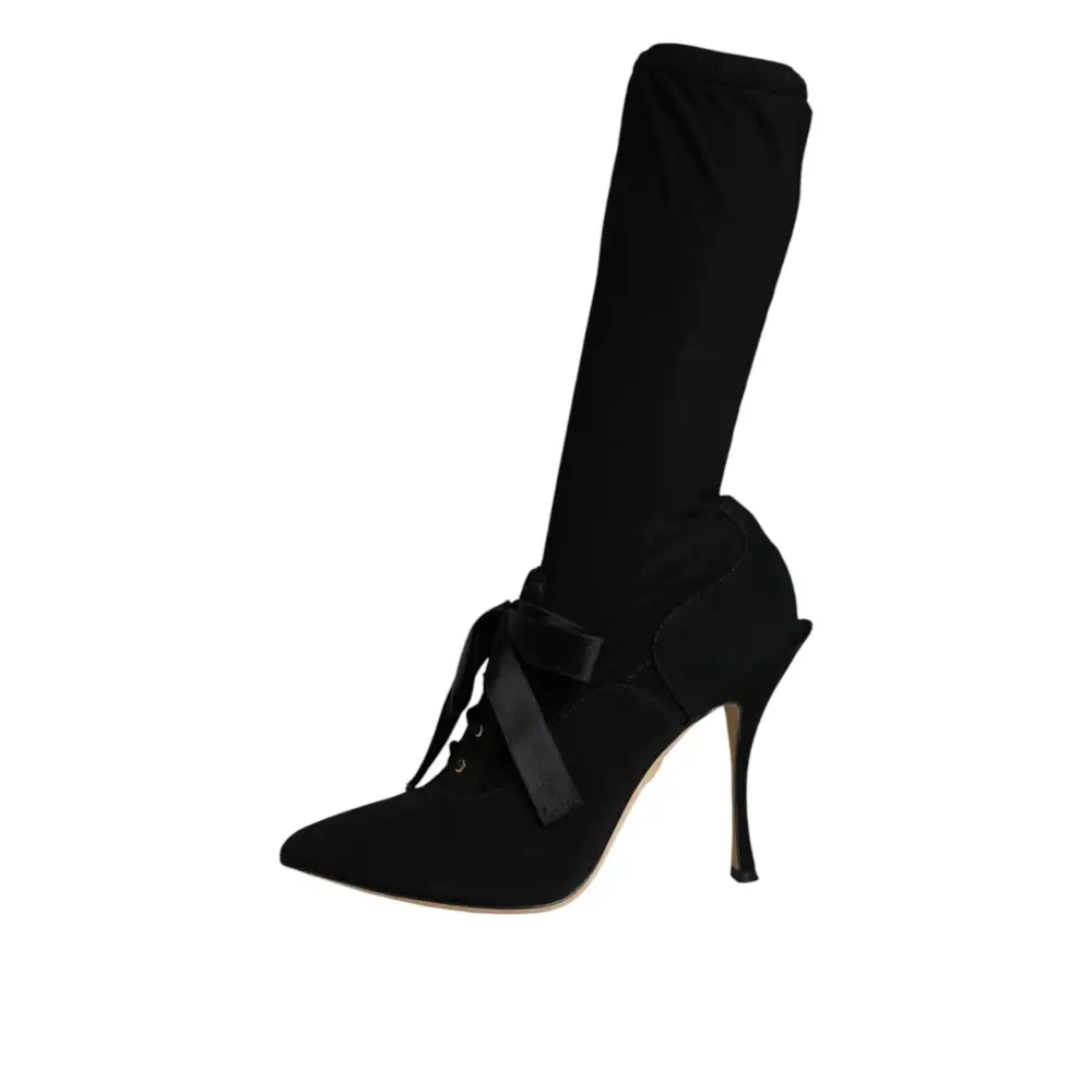 Dolce & Gabbana Schwarz Stiletto Heels Mid Calf Stiefel Schuhe