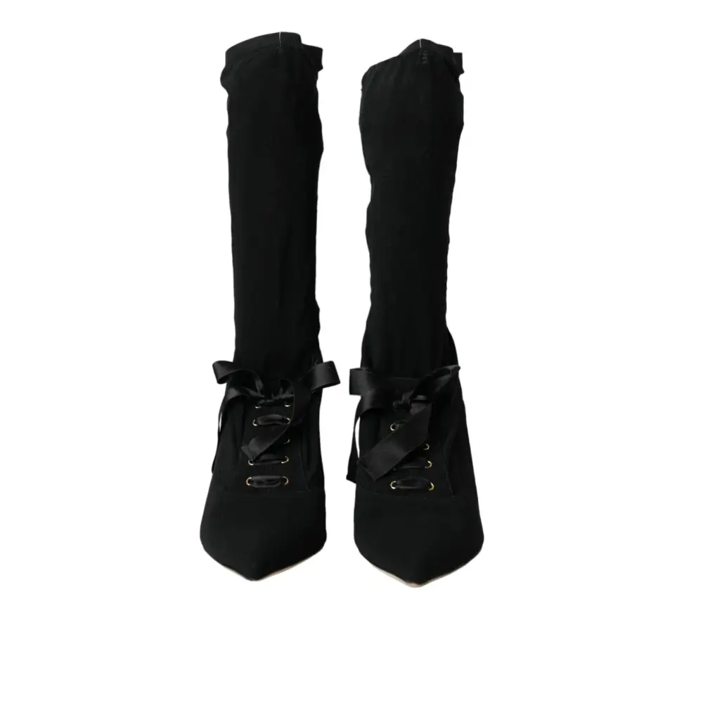 Dolce & Gabbana Schwarz Stiletto Heels Mid Calf Stiefel Schuhe - EU39/US8.5