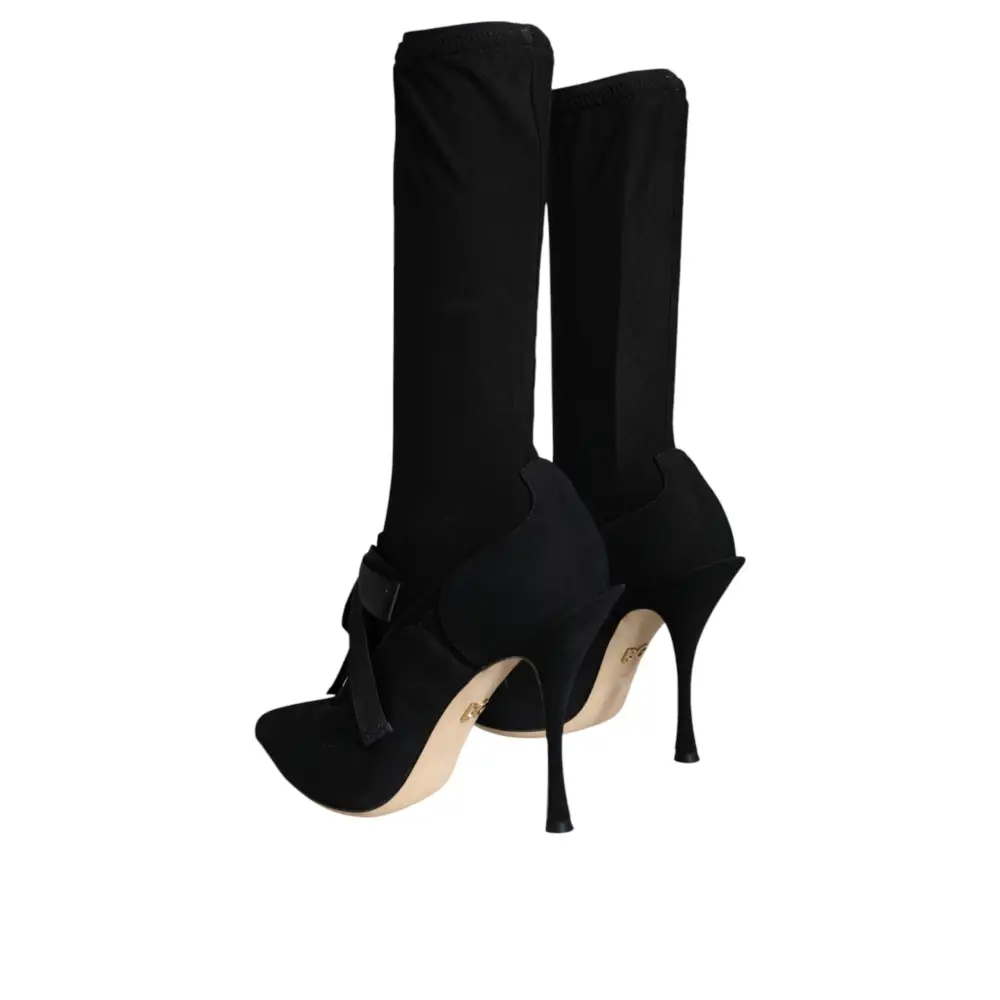Dolce & Gabbana Schwarz Stiletto Heels Mid Calf Stiefel Schuhe