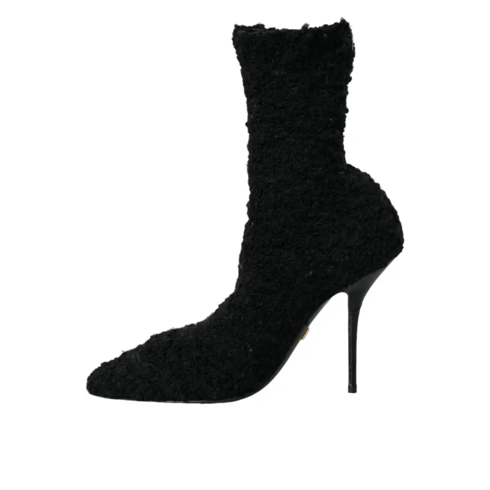 Dolce & Gabbana Schwarz Stiletto Heels Mid Calf Stiefel Schuhe - EU37.5/US7