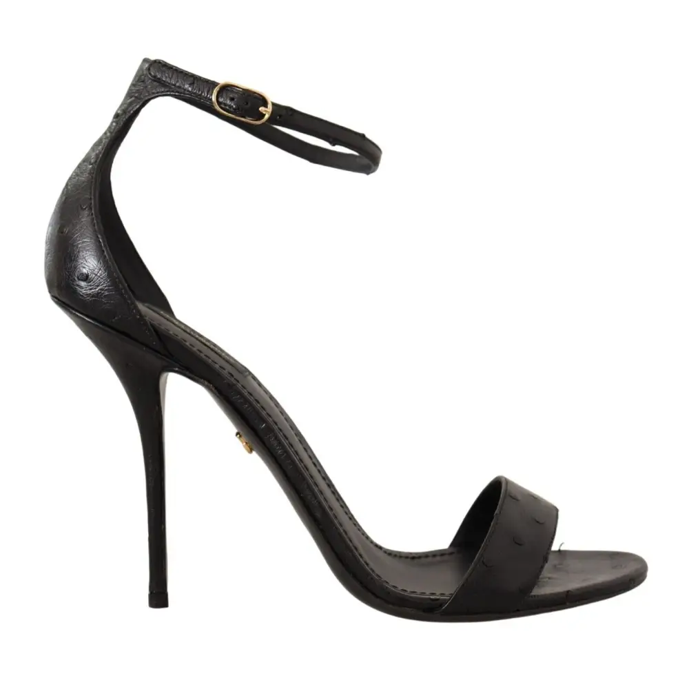 Dolce & Gabbana Schwarz Strauß Knöchelriemen Heels Sandalen Schuhe - EU41/US10.5