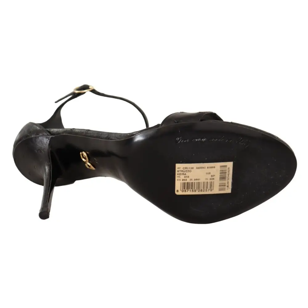 Dolce & Gabbana Schwarz Strauß Knöchelriemen Heels Sandalen Schuhe - EU41/US10.5