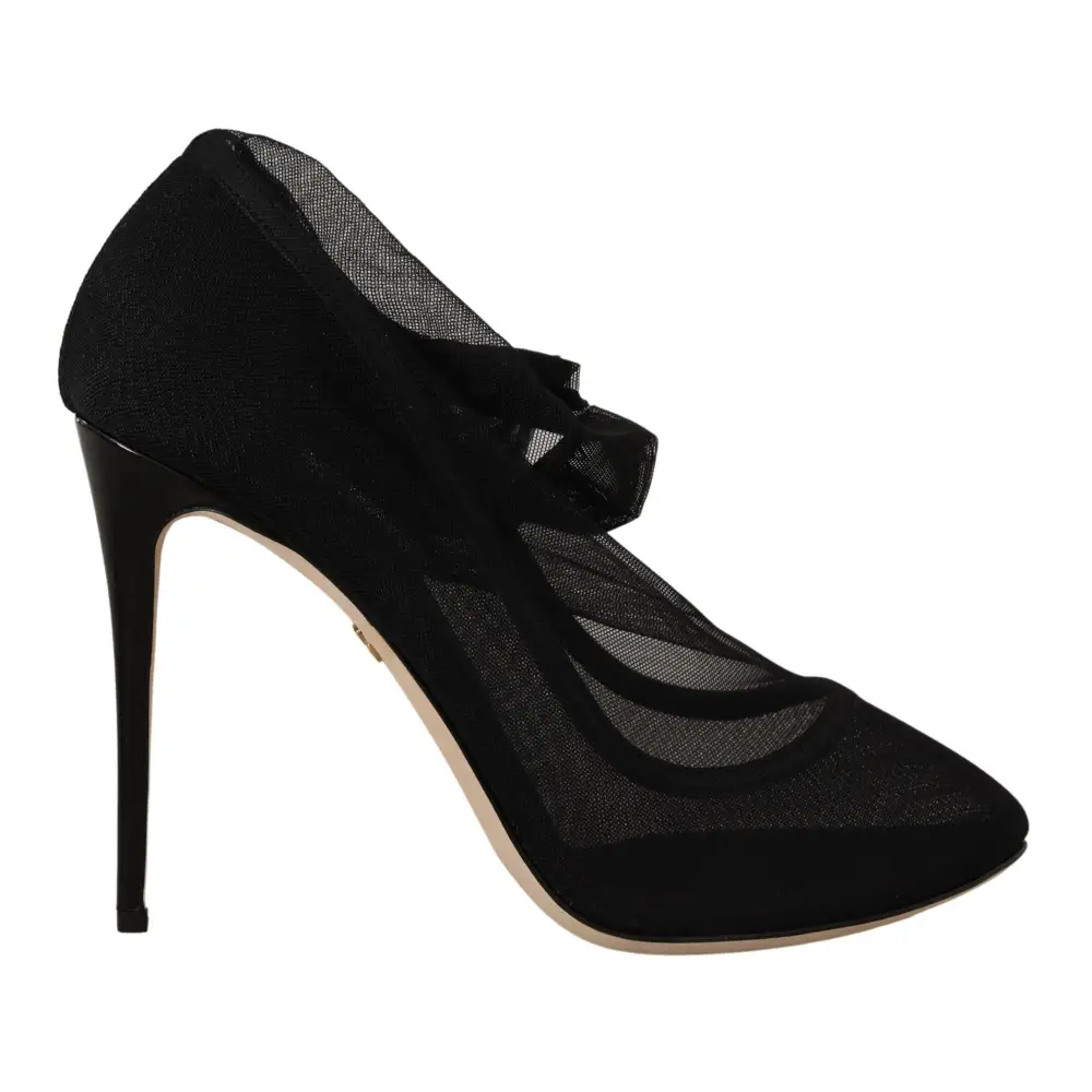 Dolce & Gabbana Schwarz Stretch Tüll Stretch Stiefel Schuhe - EU39/US8.5